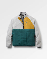 Offgrid 1/2 Zip Sherpa Fleece - Grey Marl/Deep Ocean - Flatlay